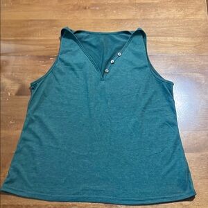 Green V-Neck Tank Top with a Twist